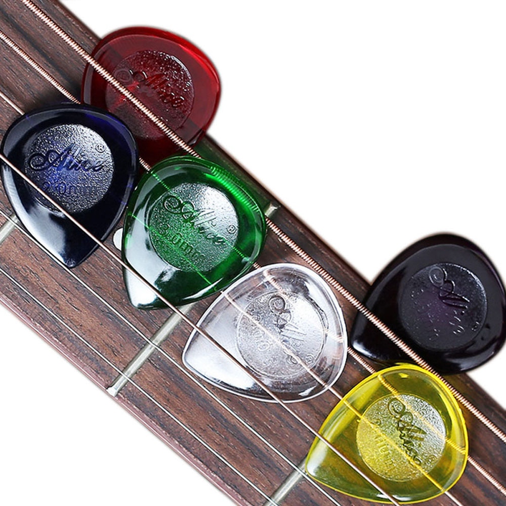 30 st alice gitarr bashackar hållbara genomskinliga ren färg vatten plectrum mix 1.0mm 2.0mm 3.0mm tjocka gitarrdelar