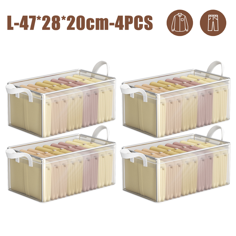 Clothes Storage Box Household Wardrobe Clothes Layered Finishing Box Transparent Folding Storage Basket Frame Artifact