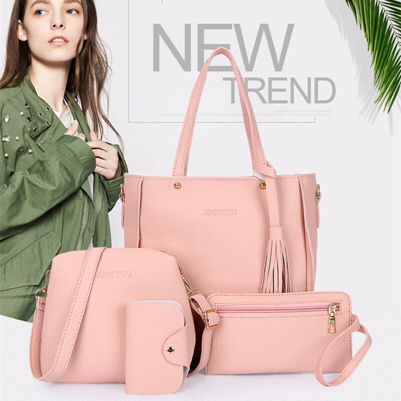 Women Top-Handle Bags Female Composite Bags Women Messenger Bags Handbag Set PU Leather Wallets Key Bag Set