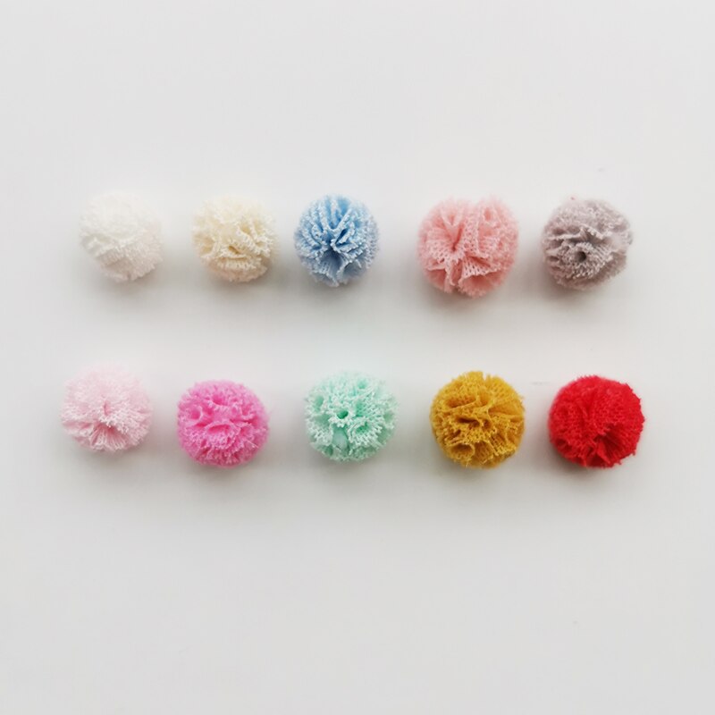 100 Stks/partij 15Mm 10 Kleuren Mesh Bloem Bal Voor Naaien Op Sjaal Schoenen Hoeden Bont Diy Ambachten Haar Clip accessoires