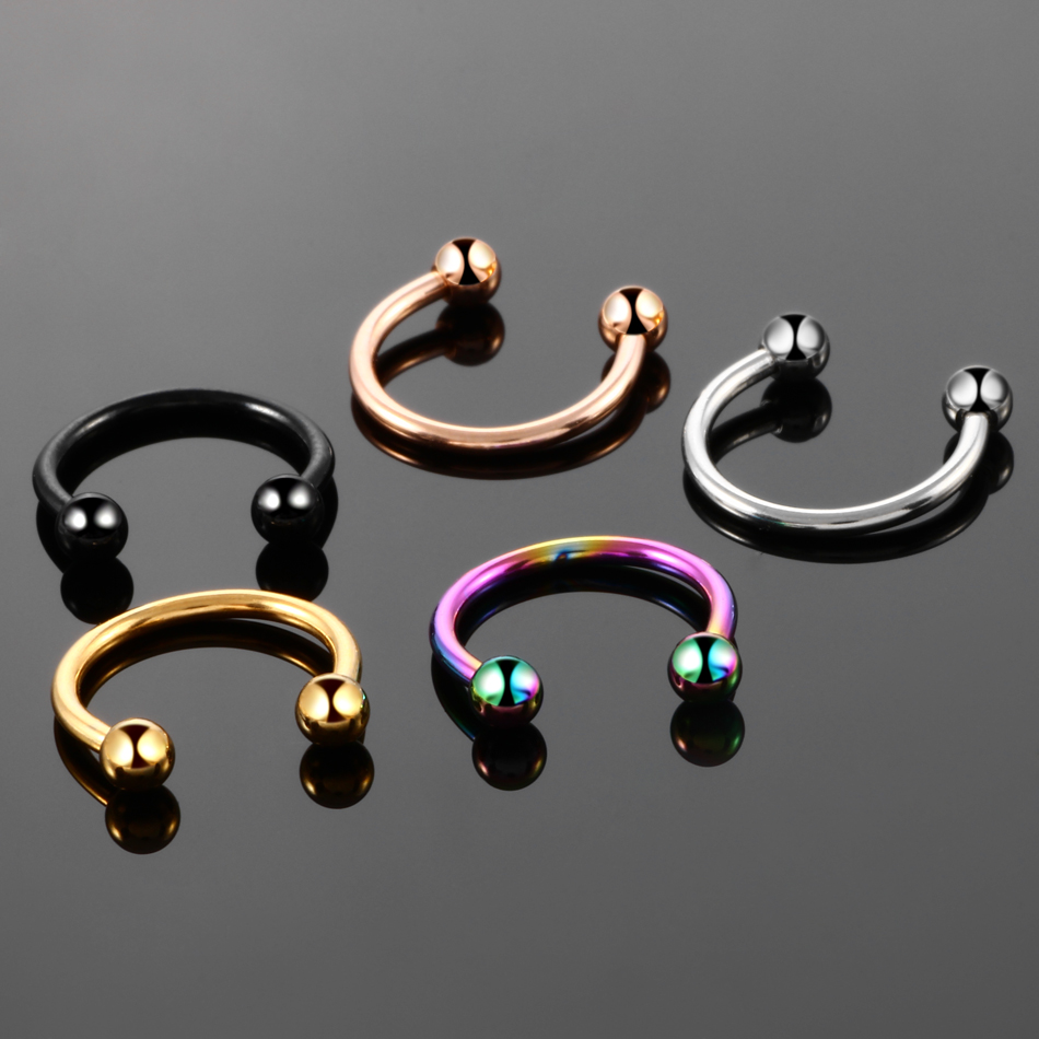 Piercings circulares de acero para labio, ceja, nariz, tabique, aro, cartílago de la oreja, pendiente de lóbulo de hélice, 18G, 16G, 1 par