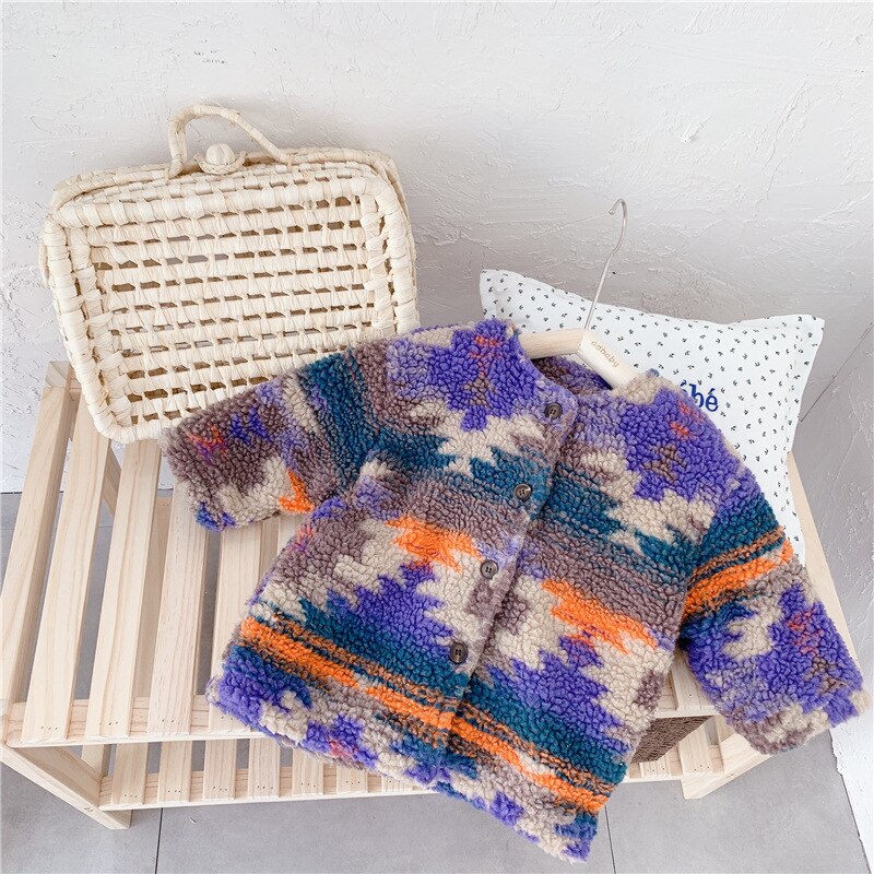 freundlicher Baumwolle Gefütterte Jacke Baby Mädchen Winter Mantel Kleinkind Junge Polar- Vlies Stern aufbringen Spitzen Langarm Einreiher lässig: Violett / 3T(100)