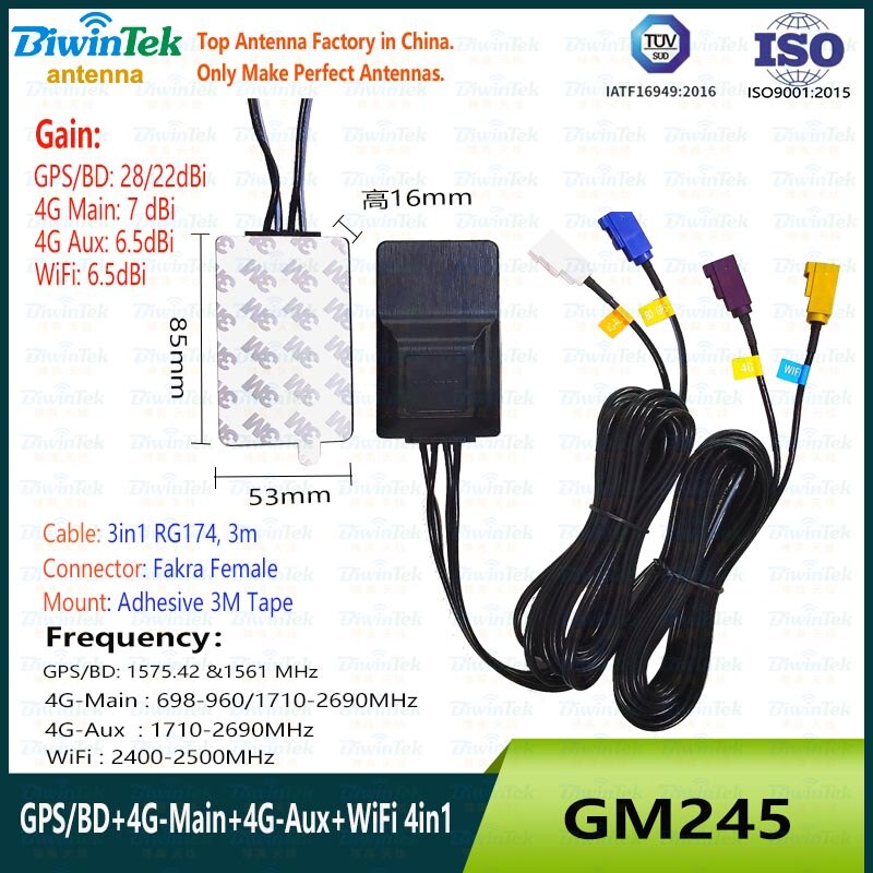 GPS Antenna GNSS BeidouGlonassGalileo External Internal ReceiverVehicleCarNavigation HighGainStrong SMAMale RG174 IP67 Magnet 3M: GM245