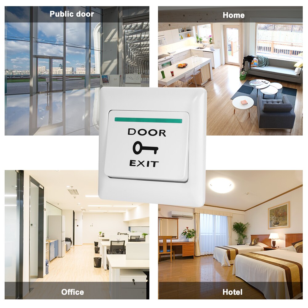 Electronic Door Lock NO COM Lock Sensor Access Control System Emergency Alarm Trigger Switch Stainless Steel Door Exit Button