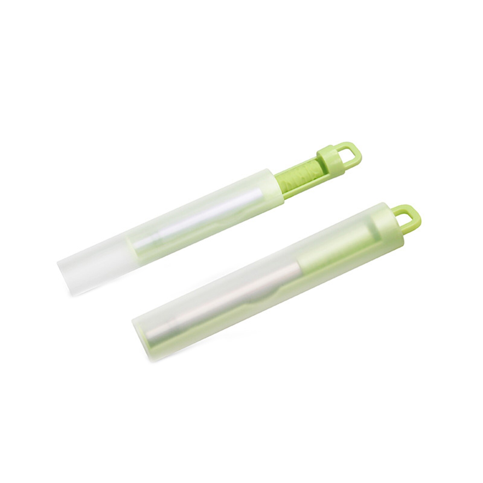 Reusable Stainless Steel Straws With Aluminum Keychain Case Cleaning Brush Collapsible Telescopic Portable Drinking Straws: Green