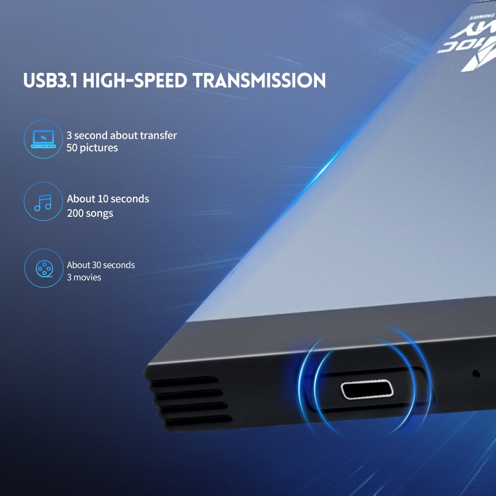 Almacenamiento de disco duro externo portátil contiene 500g 1tb USB3.1 tipo C para HD de 2,5 pulgadas para ordenador/portátiles/disco duro Ps4 (solo HDD)