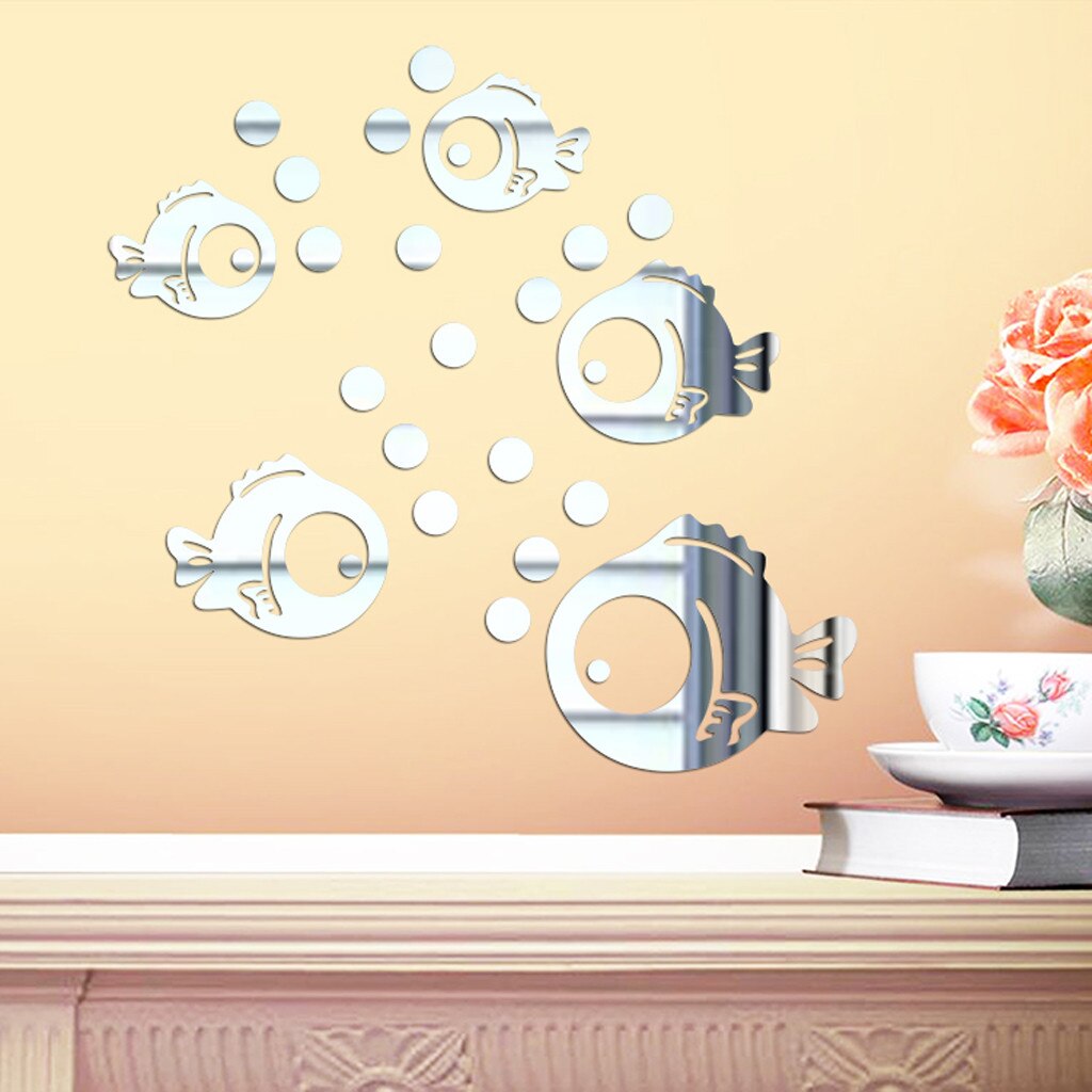 Tropical Fish Wall Sticker for Decor Children's Bathtub Swimming Bubble Fishes Stickers in the Bathroom Glass Decals #D