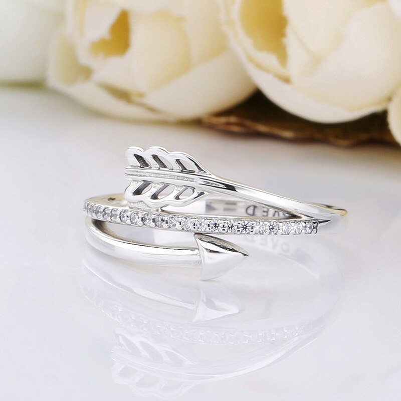 Authentic 925 Sterling Silver Wrap-Around Arrow Rings For Women Original DIY Jewelry S925 Ring