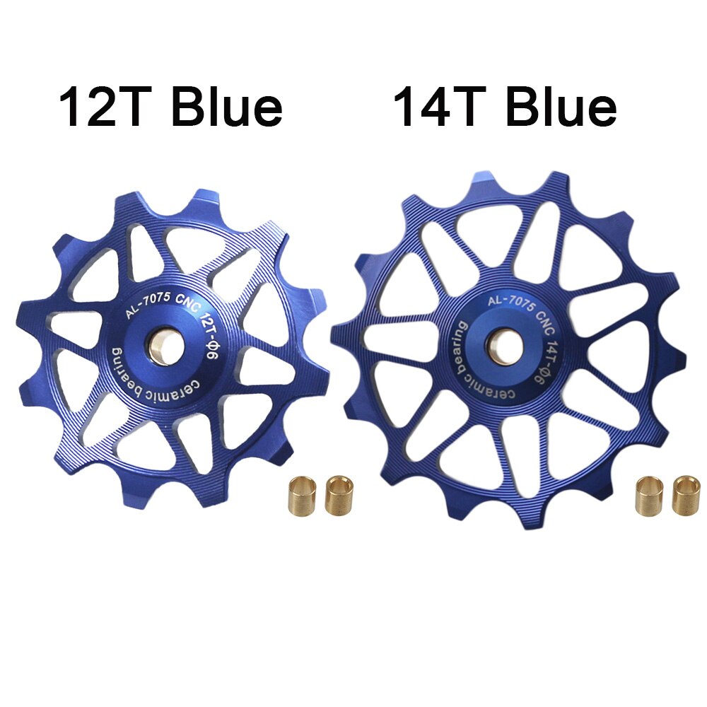 2 stücke 12T 14T Fahrrad Keramik Lagerbier Schaltwerk Rolle führen Rolle Leerlauf Für SHIMANO SRAM DEORE GX Jockey Rad Fahrrad Teile: 12T 14T Blau