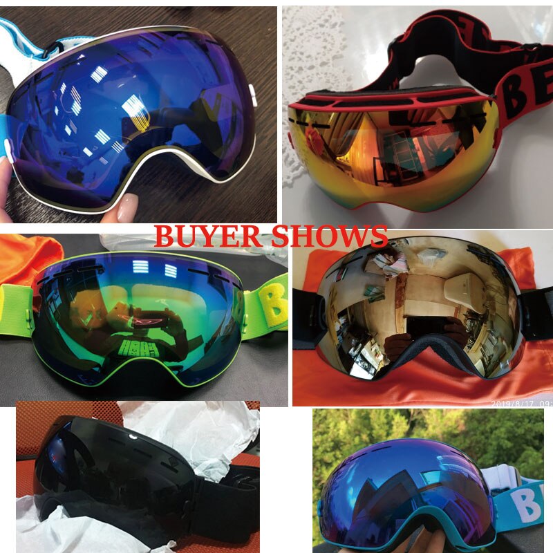 Benice double Layers UV anti-fog lens Men ski goggles big spherical skiing snowboarding snow glasses Eyewear 3100 Set case
