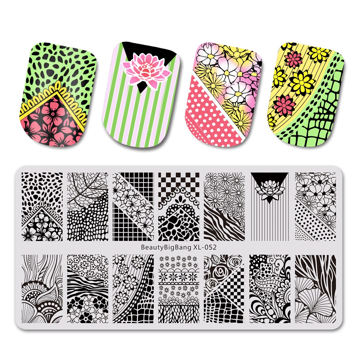 Nail art stämplingsplattor vattenmarmor manikyr stämpling för naglar diy nagel mall form nail art verktyg: 52