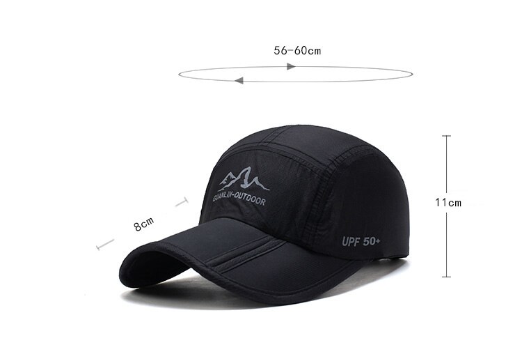[AETRENDS] Ultradunne Sneldrogend Vouwen Baseball Cap Mannen Vrouwen Zomer Hoed Reizen Zonnescherm Hoeden Z-5119