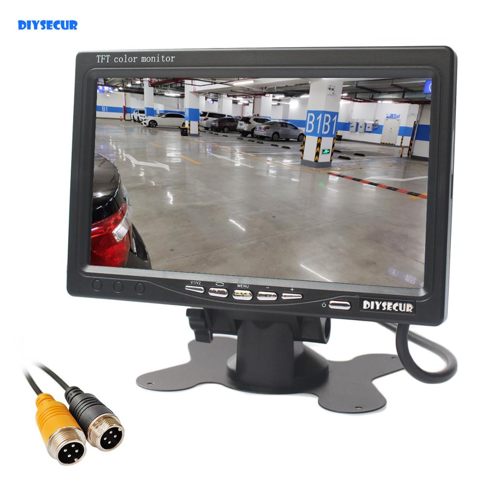 DIYSECUR AHD 800x480 7 inch TFT LCD Auto Monitor Achteruitrijcamera Monitor Ondersteuning 1080 P AHD Camera 2 x 4PIN Video-ingang