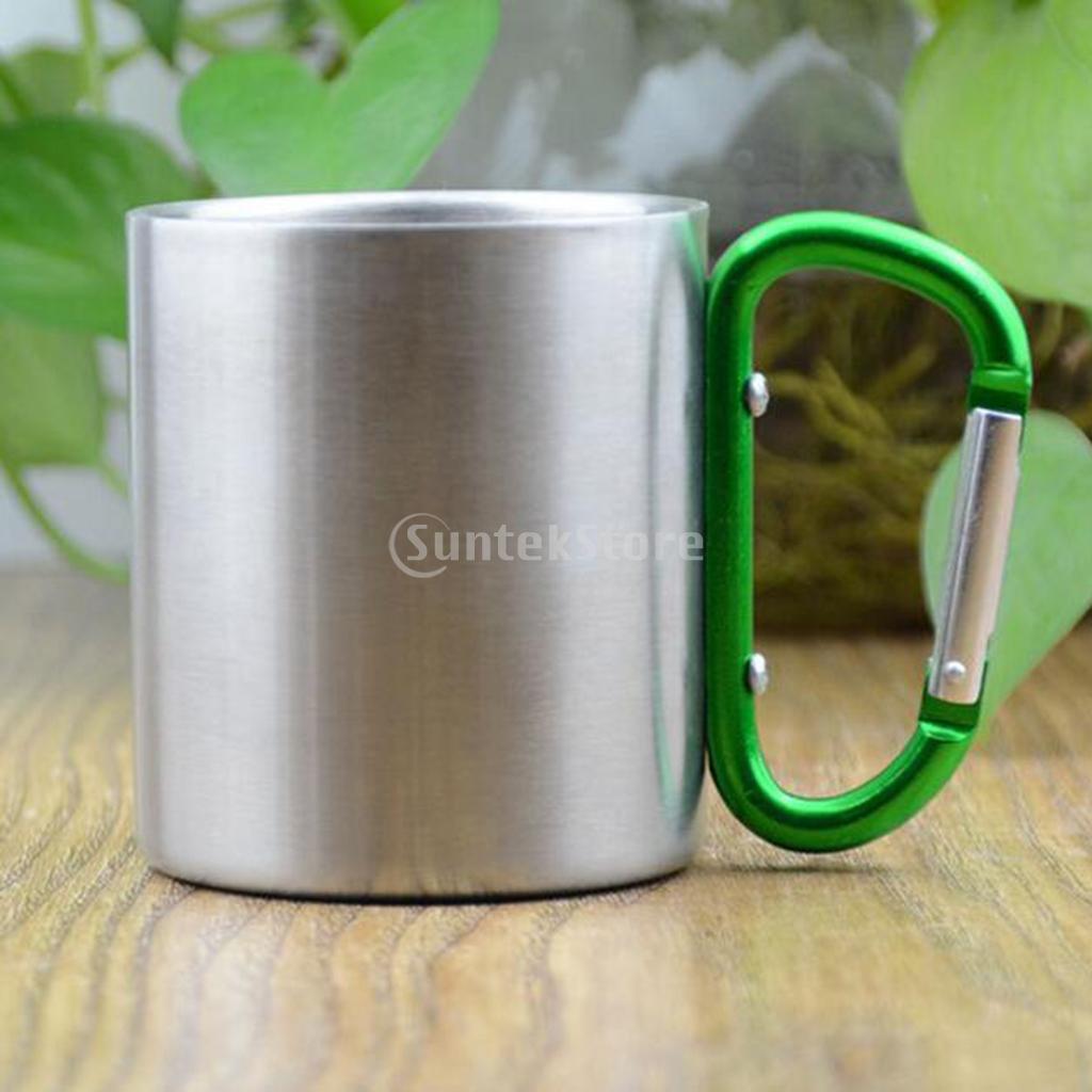 Metal Carabiner Cups Camping Mug Outdoor Travel Metal Hiking Climbing Outdoor Hook Cup Portable Climbing Travel Mug Indoor 150ml: Green 150ml