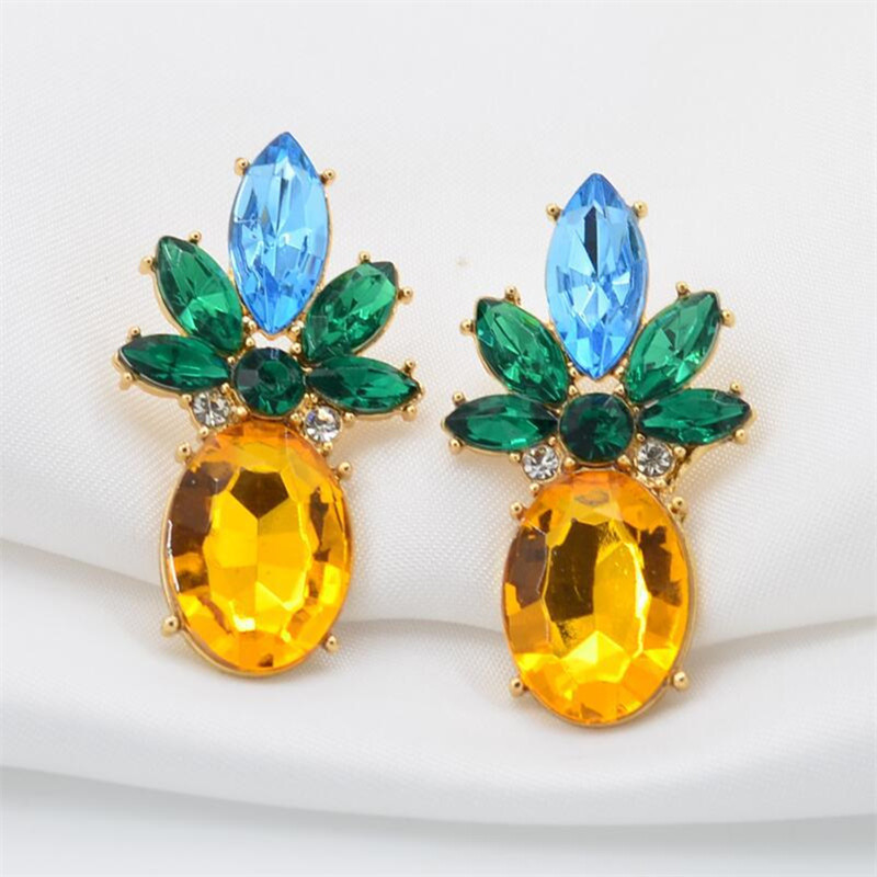 Kleurrijke Crystal Ananas Dangle Oorbellen Voor Vrouwen Koreaanse Stijl Shiny Oorbellen Voor Meisjes Boucle D' Oreille Femme: Default Title