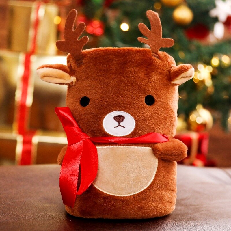 Fleece kerstpop deken rode kerstman cartoon sneeuwpop eland warme pop voor kind volwassene kantoor auto baby deken: C