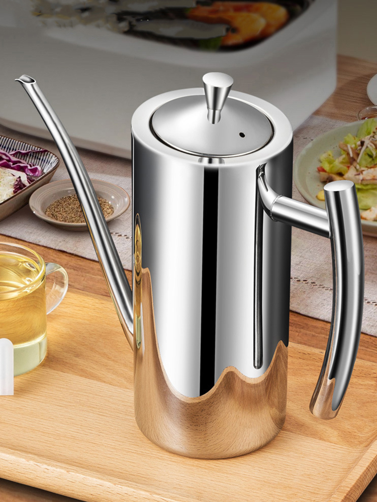 SUS304 Stainless Steel Oil Dispenser Bottle Leakproof Cruet with Spout Easy Precision Pouring of Olive Oil Vinegar and Grease