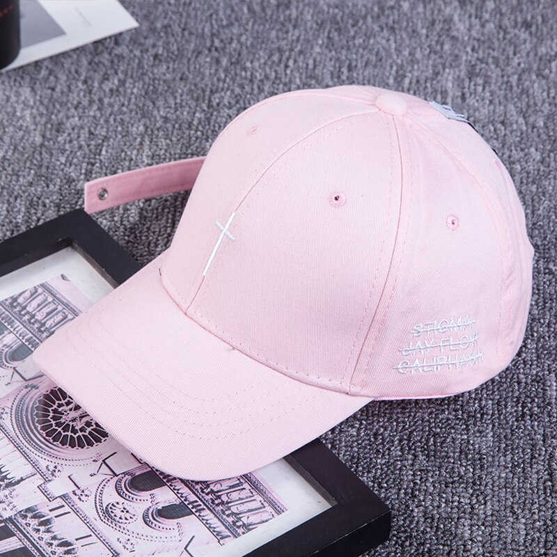 Gorra de béisbol con cinturón cruzado para hombre y mujer, gorro con bordado de letras, Snapback, informal, de algodón, con visera cruzada, color negro, nueva: Rosa