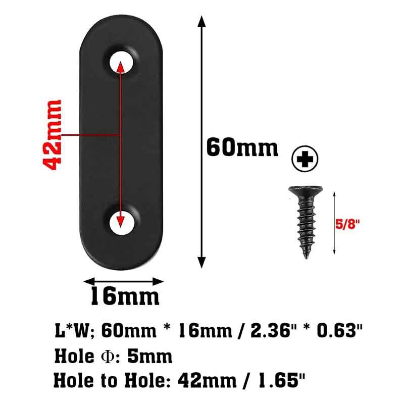 -10PCS Stainless Steel Straight Bracket Flat Bracket Metal Bracket Angle Bracket Connector 2.36In/60mm Black