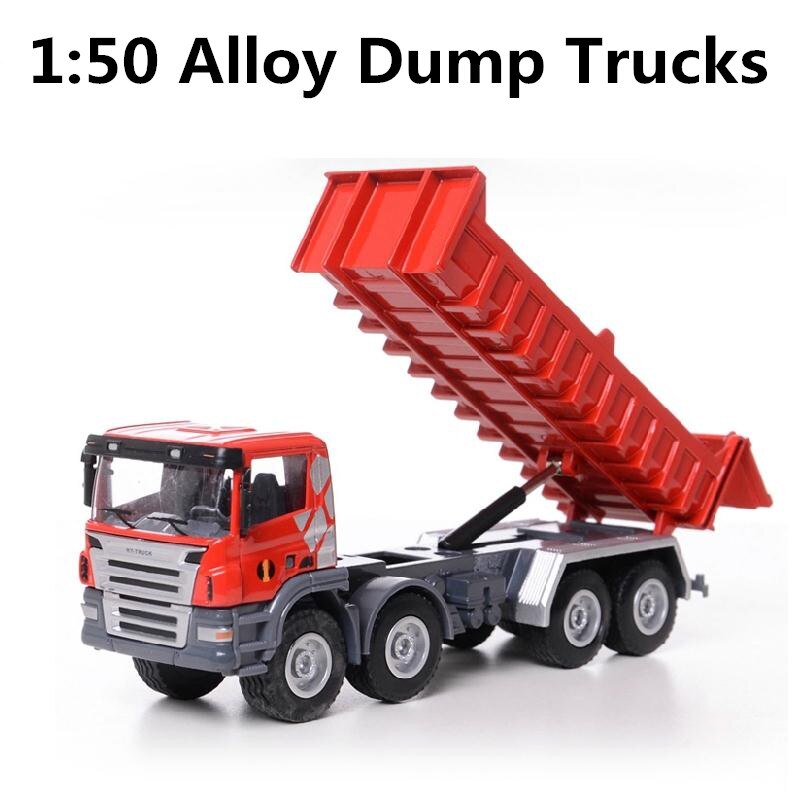 1:50 legering automodellen, hoge simulatie dump vrachtwagens, metal casting trek functie,
