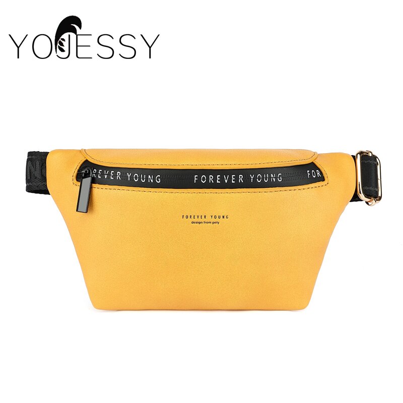 Yojessy Lederen Luxe Fanny Pack Grote Capaciteit Taille Verpakking Heuptas Vrouwen Riem Tas Multifunctionele Borst Bag: yellow