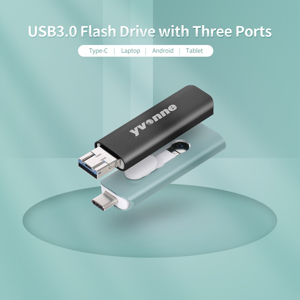 Tipo telescópico de alta velocidade 128gb 64gb usb-c micro usb três portas otg u disco usb vara de memória yvonne y15d usb pen drive usb3.0