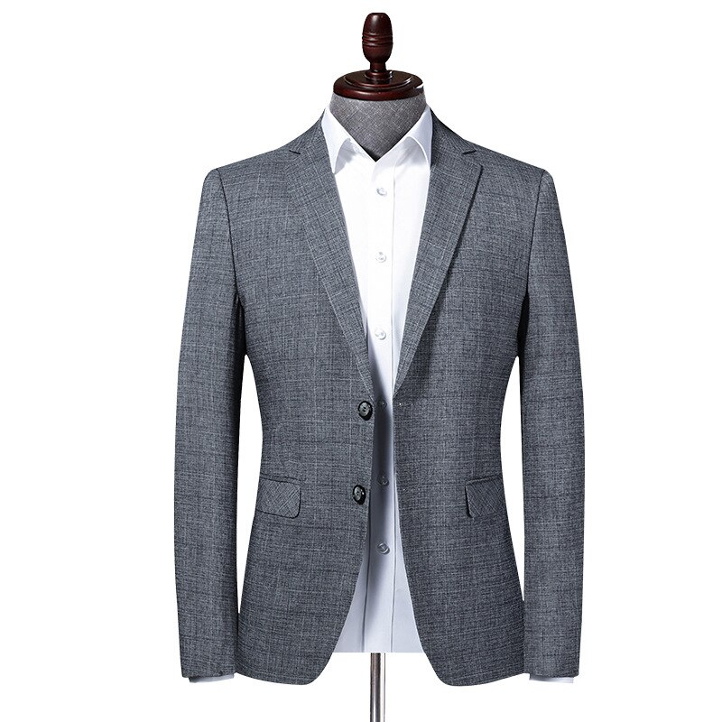 Men Blazer Business Office Work Formal Casual Check Suit Jacket Slim Daily Life Banquet Party Single Breasted Two Buttons Gray: L