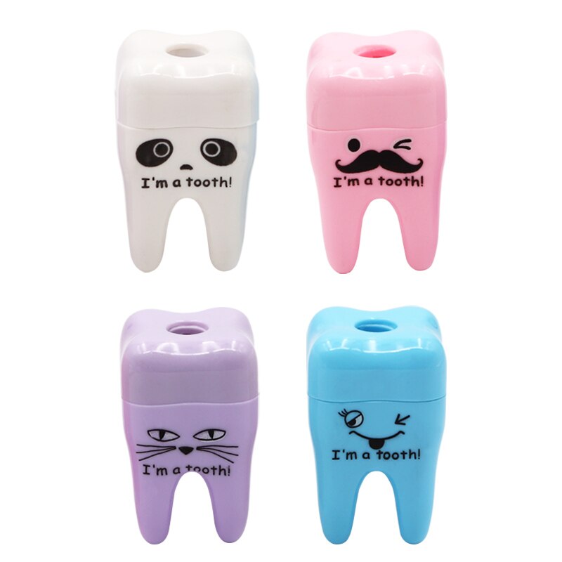 1pc Dental Teeth Shape Cute Tooth Plastic Pencil Sharpener Lovely Children