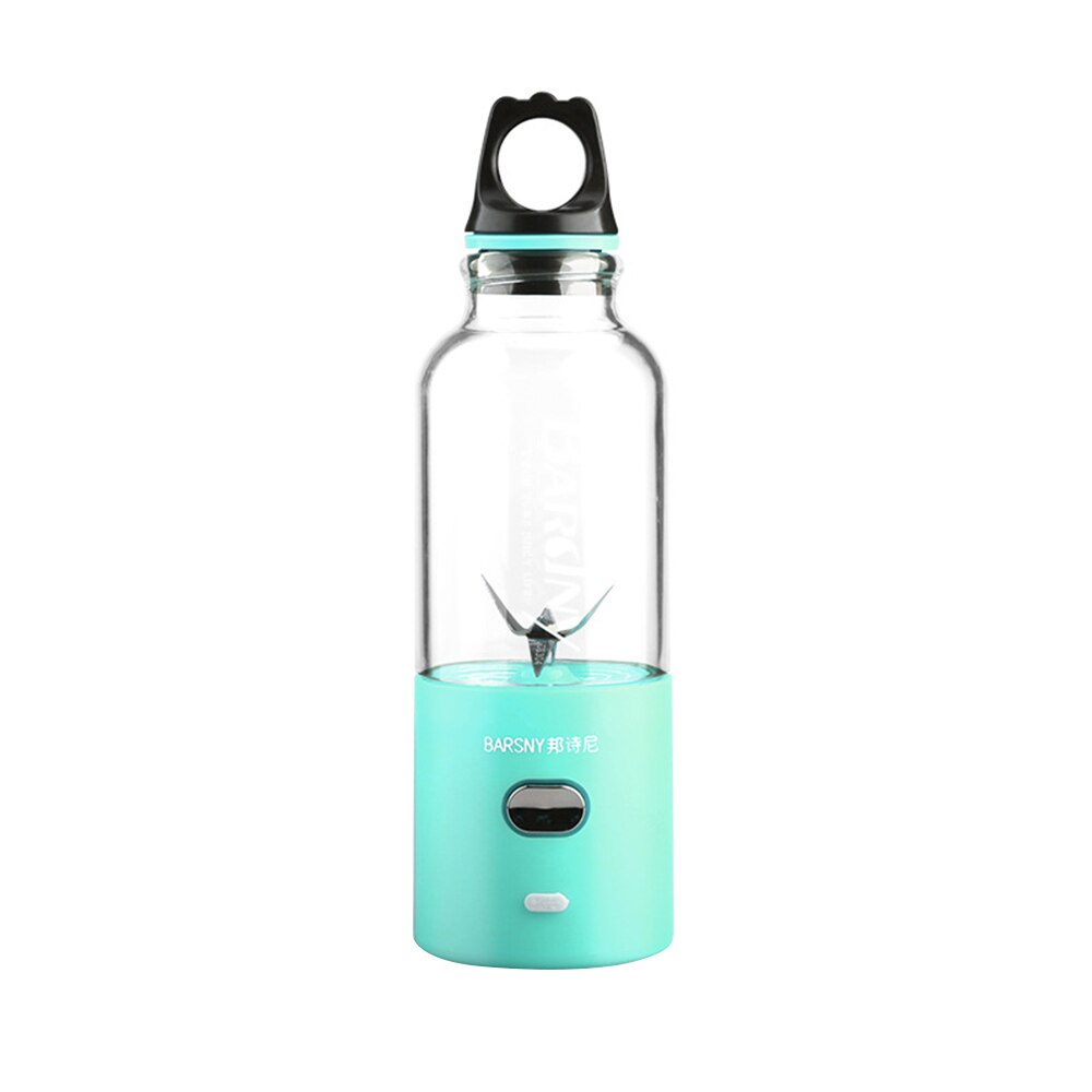 500ml multifunktionel elektrisk juicepresser kop bærbar usb charge juicer blender 6 blade frugtgrøntsagspressemaskine: Blå lagune