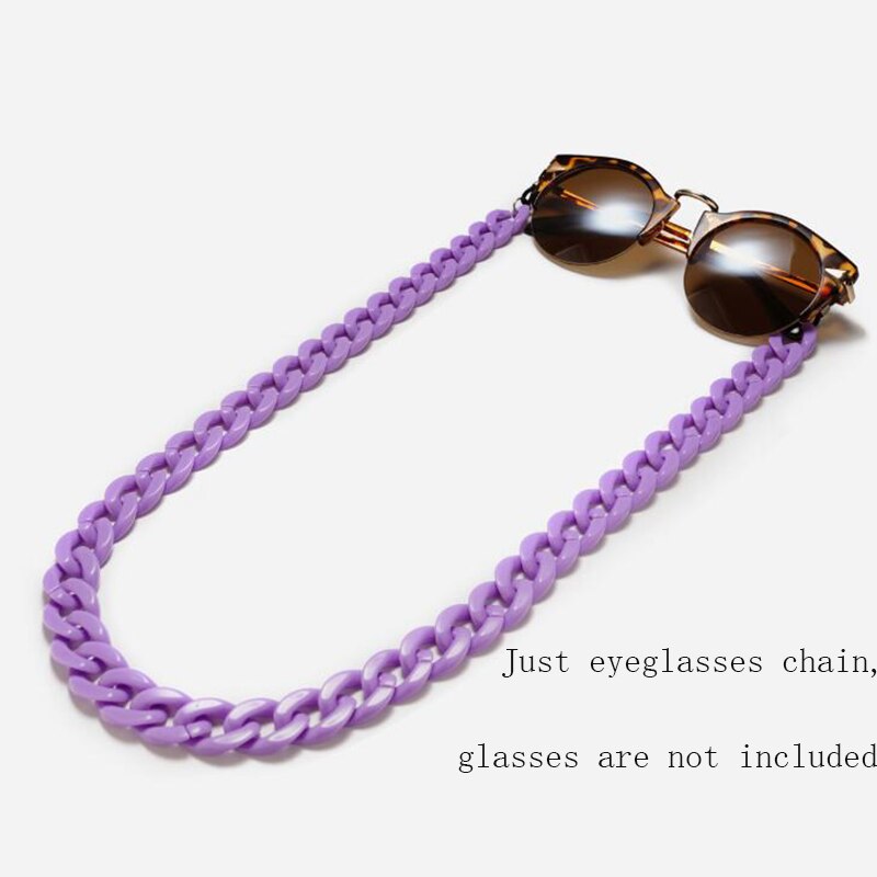 Leopard Acrylic Sunglasses Chain Women Reading Glasses Hanging Neck Chain Largand Glasses Chain Eyeglasses Strap: Purple