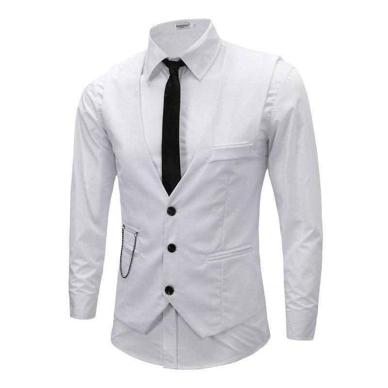 Mens Suits Vests Spring Autumn Male Blazer Waistcoats Clothing Single Breasted Solid Color Chain England Style Man Top Clothes32: as picture1 / XXXL