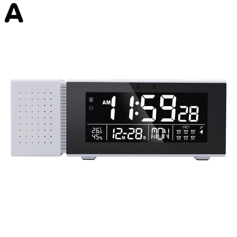 Digital Alarm Clock IR Sensor Movable Night Light With Temperature Humidity Night Decor FM Radio Display Clock Digital Tabl C9Z3: white