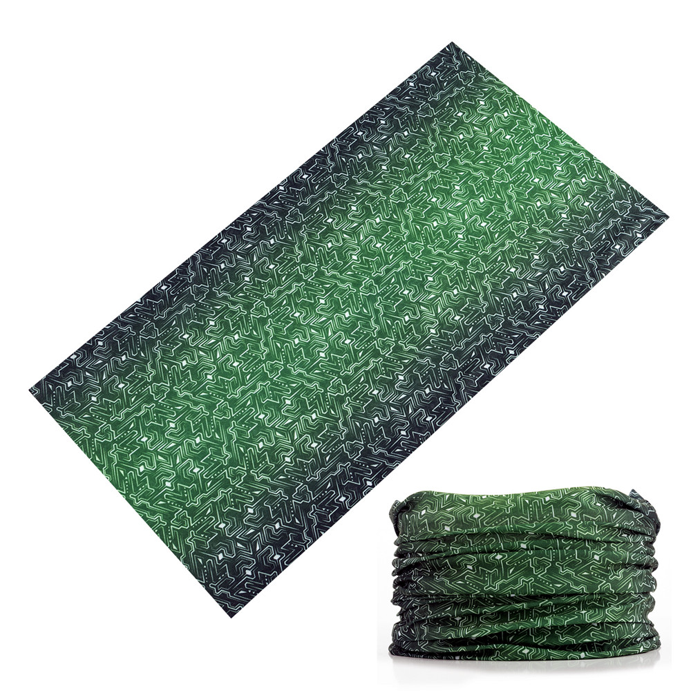 Green Bandanas Future Geometry Sports Headbands For Woman Man Balaclava Funny Face Mask Cycling Neck Scarf: MULTI