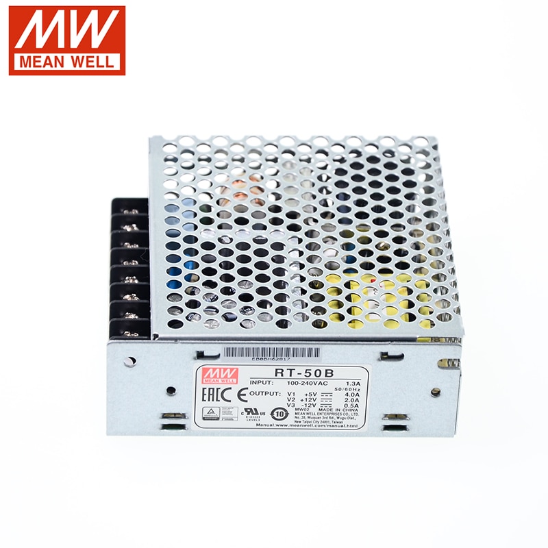 MEAN WELL RT-50B 50W Triple Output Stroomvoorziening 110 V/220 V AC naar 5V 12 v-12 V DC 4A 2A 0.5A Power Unit Transformator