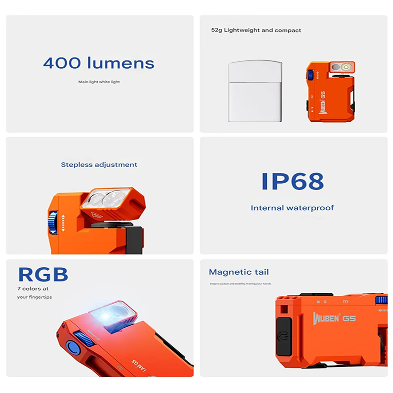 Lanterna Wuben G5 EDC 400 Lumens Mini Lanterna com RGB Portátil Recarregável Edição Limitada Laranja