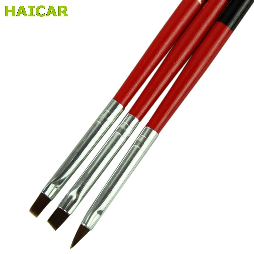 3 stks Professionele Nail Art Penselen Set Tool Schilderen Pen Voor valse Nail Tips Nail Gel Polish Rode Zachte Pen