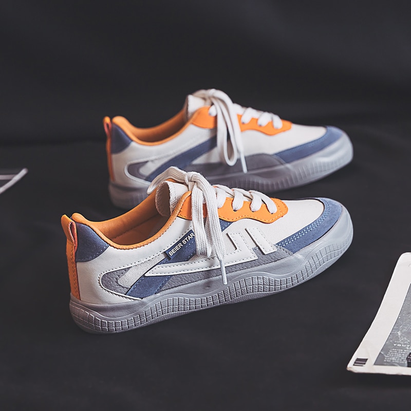 Lærredssko kvinders forårs koreansk stil smarte sko afslappet blandet farve lav-top snøre pige sneakers 35-40