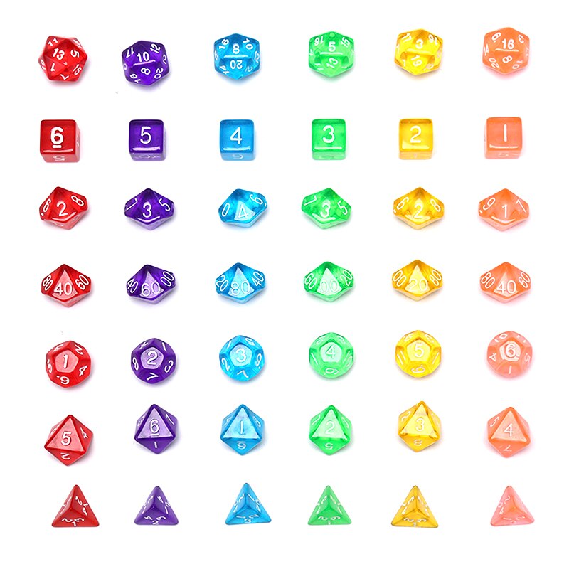 7pcs/set Game Dice D&D Colorful Multicolor Dice Mixed