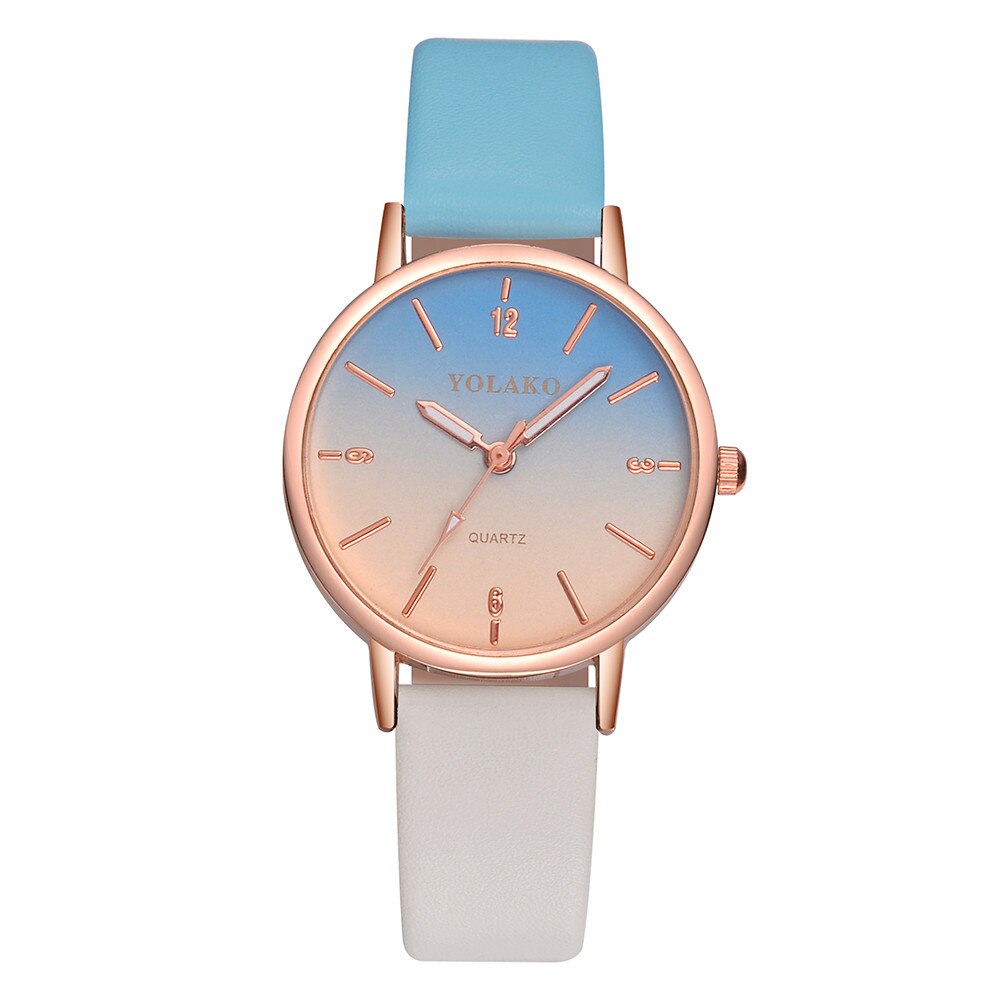 YOLAKO Women Watches Casual Leather Quartz Wristwatch Strap Dress Watch Analog Female Clock Relogio Feminino: F