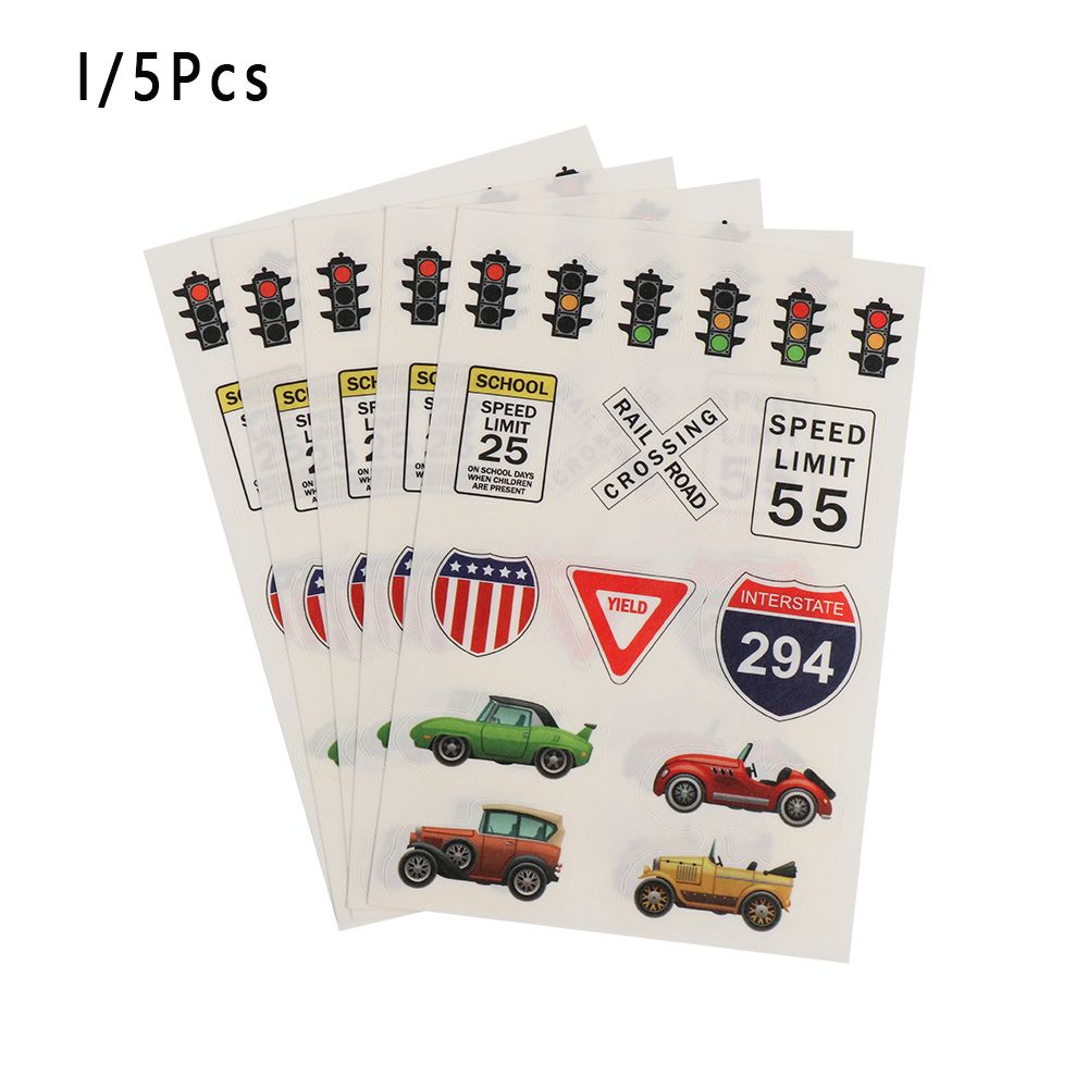1/5 Pcs DIY Intelligence Route Mark Adhesive Safety Education Traffic Sticker Study Road Signs Tool Railway Road Tape: -I-5Pcs