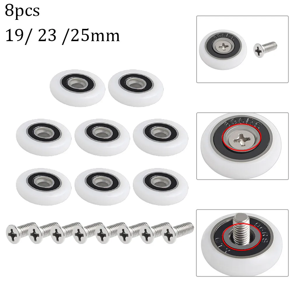8 Stuks Douchedeur Roller Op Lagers Bad Kast Runner Wielen 19/23/25 Mm Katrol Schuifdeur kledingkast Koffer Meubels Thuis