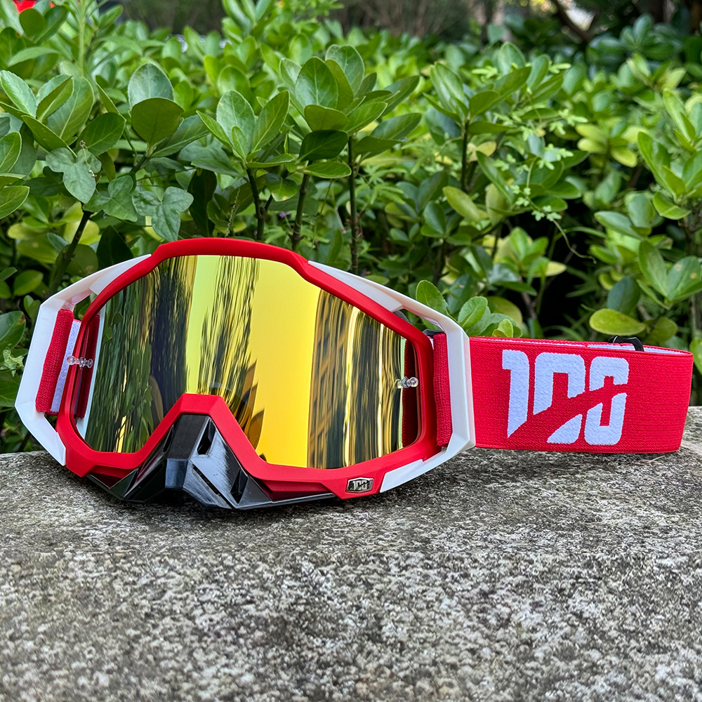 Motocrossglasögon motorcykelglasögon mask vindtät uv-skydd utomhus mtb klättring cykling sport skoter skidglasögon: Vit