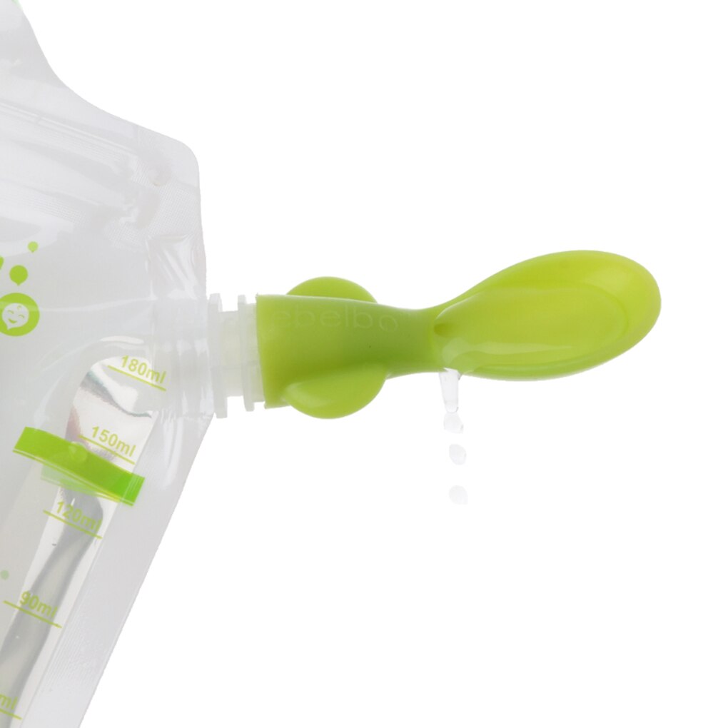 10 sacos de armazenamento de alimentos para bebê dos pces com 10 tampas e 2 colheres crianças puree suplemento alimentar zíperes dobro reciclável bebida que alimenta o malote