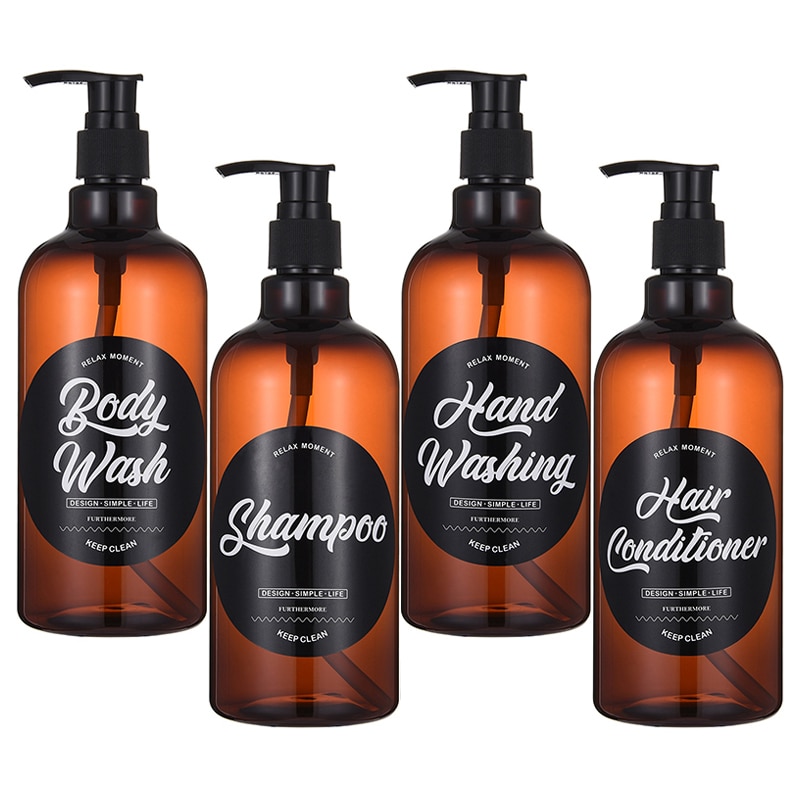 Brun sæbeflaske til badeværelse bruser shampoo balsam flaske nordisk håndpresse væskebeholder 500ml/16.9oz