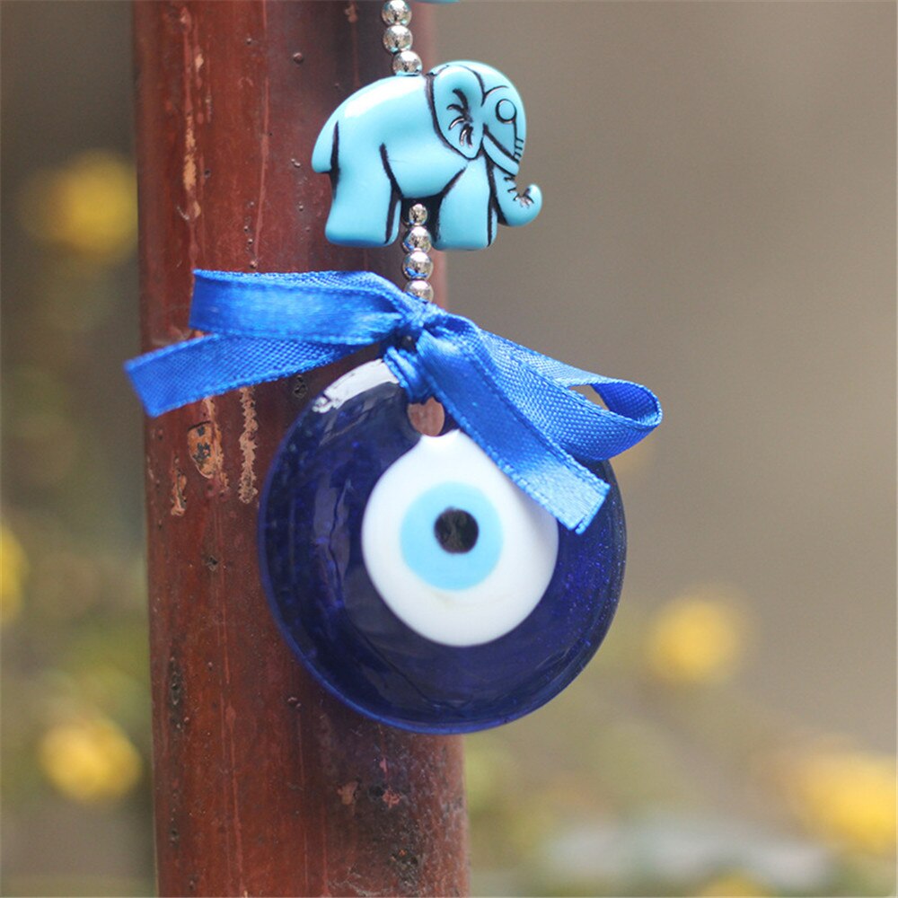 Colgante de pared musulmán con ojos azules turcos, adornos de equipo de 6 elefantes, Ojos de Diablo, decoraciones para el coche y el jardín del hogar