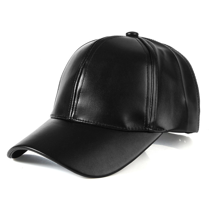 Winter Mannen Warme Baseball Cap Pu Leer Winddicht Leisure Outdoor Sport Cap Effen Kleur Vader Casquette: Black