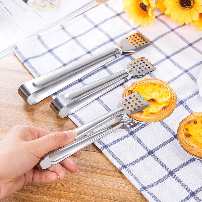 1pc Bread Food Tongs Kitchen Buffet Cooking Stainless Steel Tool Anti Heat Bread Clip Pastry Clamp Barbecue Tongs Kitchen Stuff