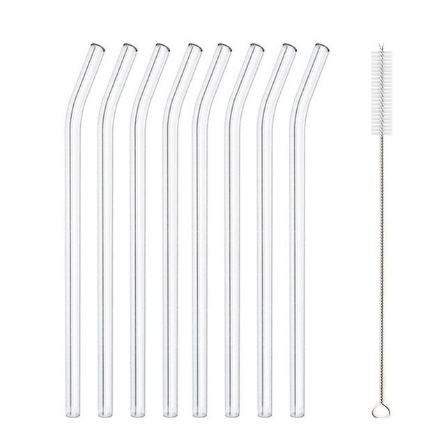 Reusable Glass Straws Smoothie Drinking Straw for Milkshakes Frozen Drinks Drinkware Straws Set: 8pcs bent