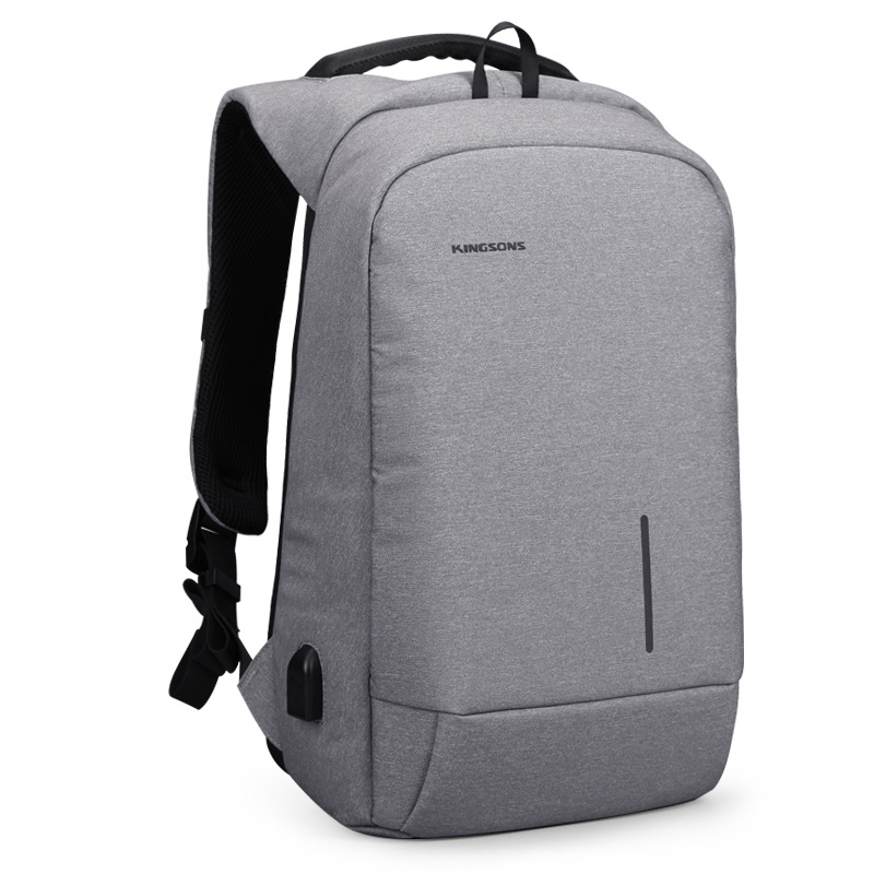 Kingsons rygsæk mænd kvinder 15.6 tommer laptop anti-tyveri taske usb opladning mini rygsæk til teenager skoletaske mochila: Lysegrå / 15.6 inches
