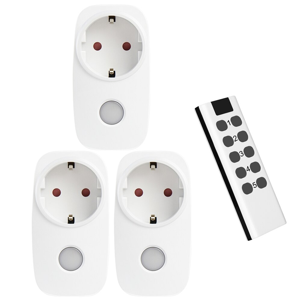 Draadloze Smart Afstandsbediening Stopcontact Lichtschakelaar Eu Standaard Plug Universele 433Mhz Stopcontact Socket Ondersteuning Broadlink: new 1Remote 3 Socket